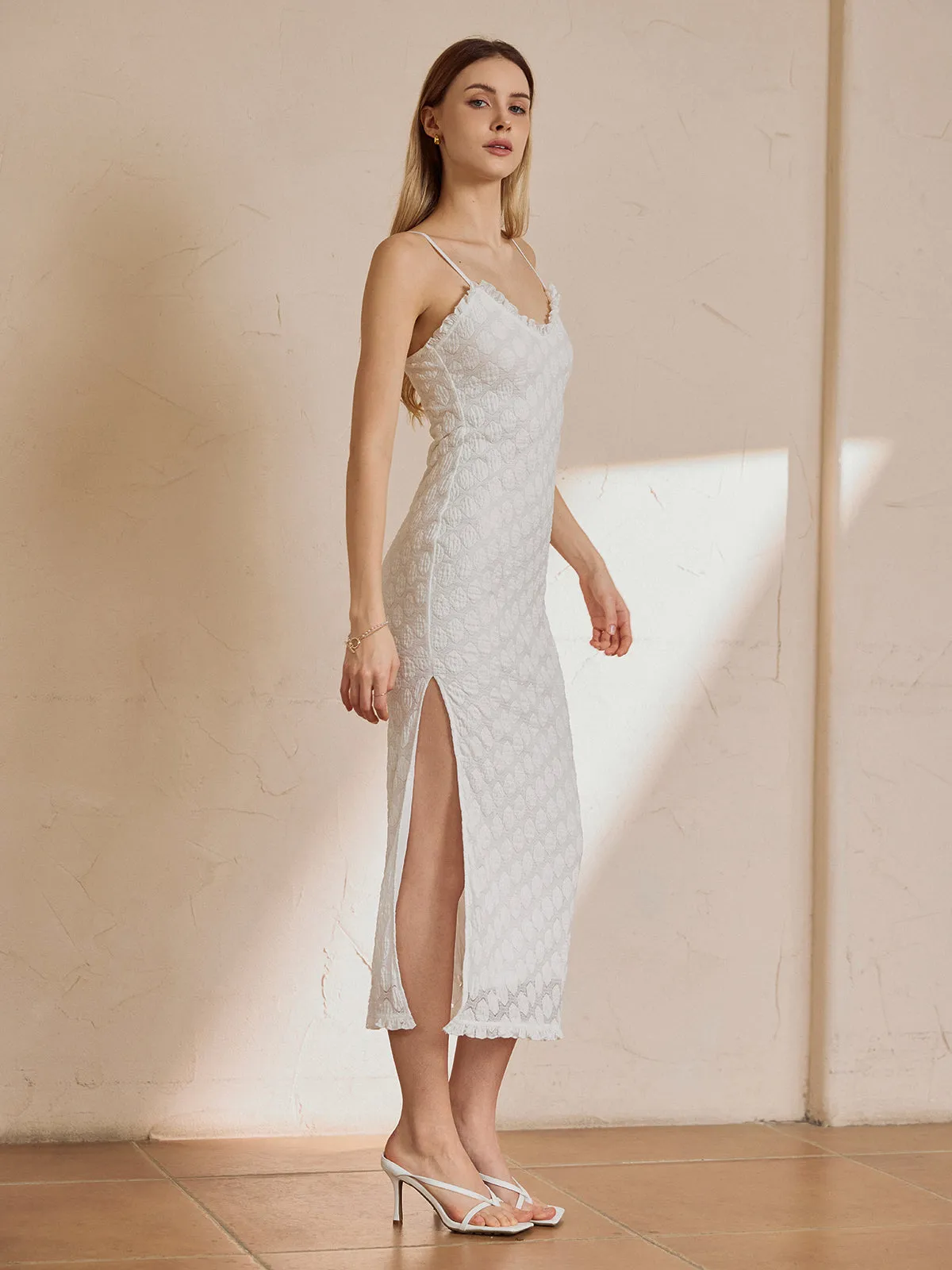 Ruffle Floral Print Cami Long Dress sold by COMMENSE product image thumbnail 5