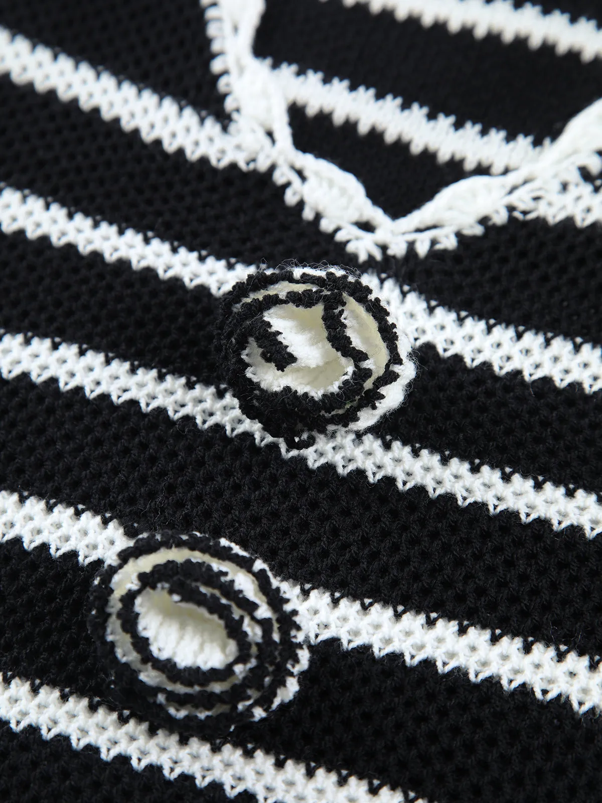 Black and White Striped Button Sweater Vest sold by COMMENSE product image thumbnail 3