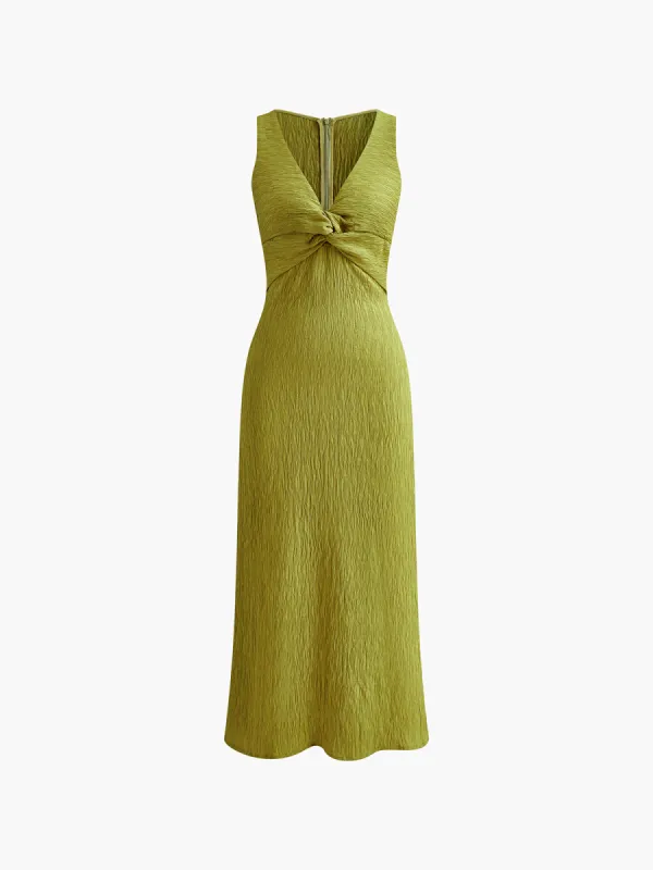 Knotted Zipper Tank Midi Dress sold by COMMENSE