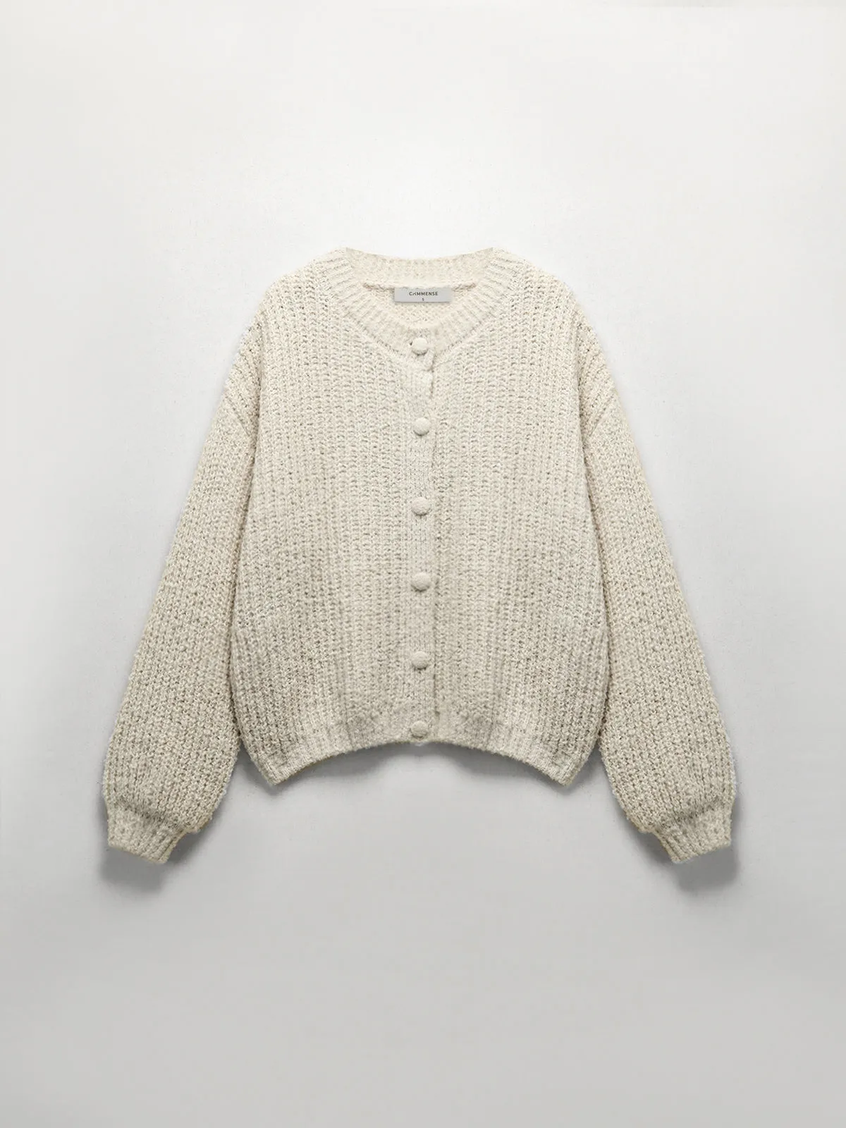 Cream Pointelle Knit Cardigan sold by COMMENSE