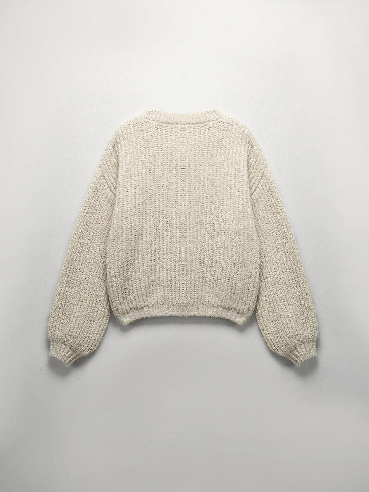 Cream Pointelle Knit Cardigan sold by COMMENSE product image thumbnail 2