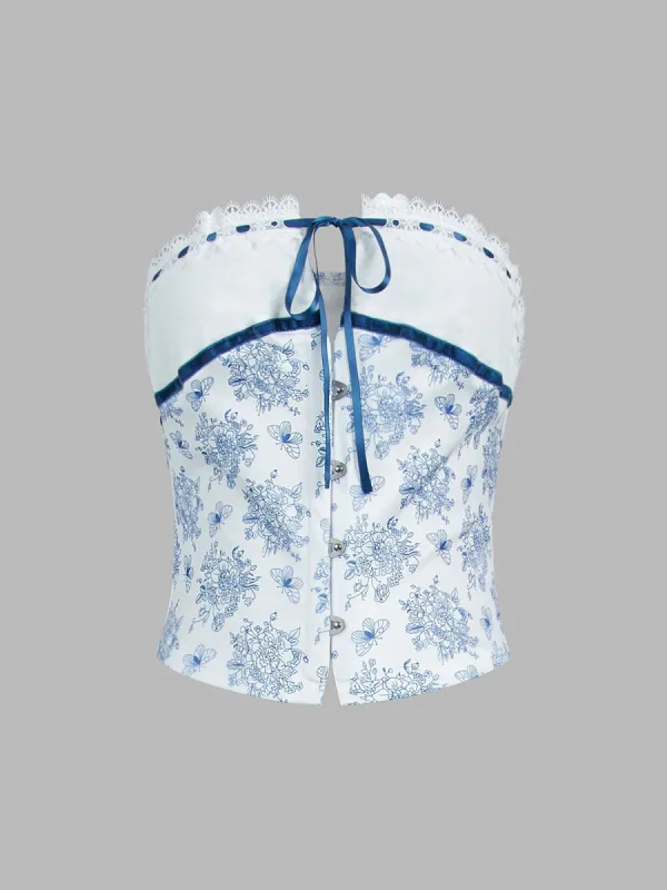 Butterfly Bouquet Floral Tube Top sold by COMMENSE