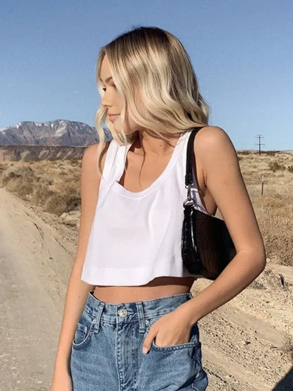 Cotton Blends Cropped Strappy Top sold by COMMENSE