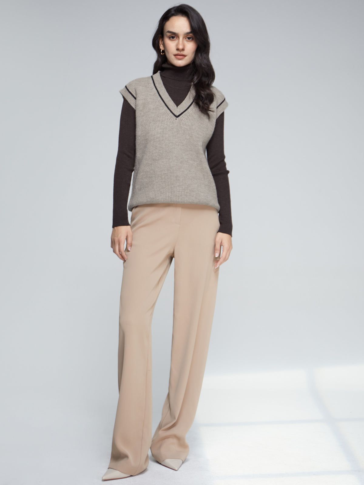 V Neck Regular Fit Varsity Sweater Vest sold by COMMENSE product image thumbnail 4