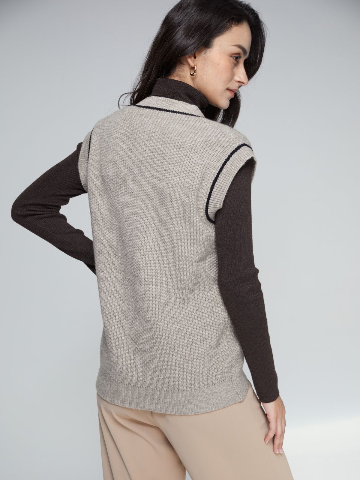 V Neck Regular Fit Varsity Sweater Vest sold by COMMENSE product image thumbnail 5