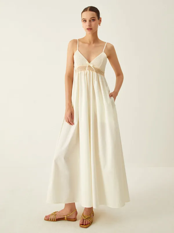 Bow Decor V-Neck Cami Long Dress sold by COMMENSE