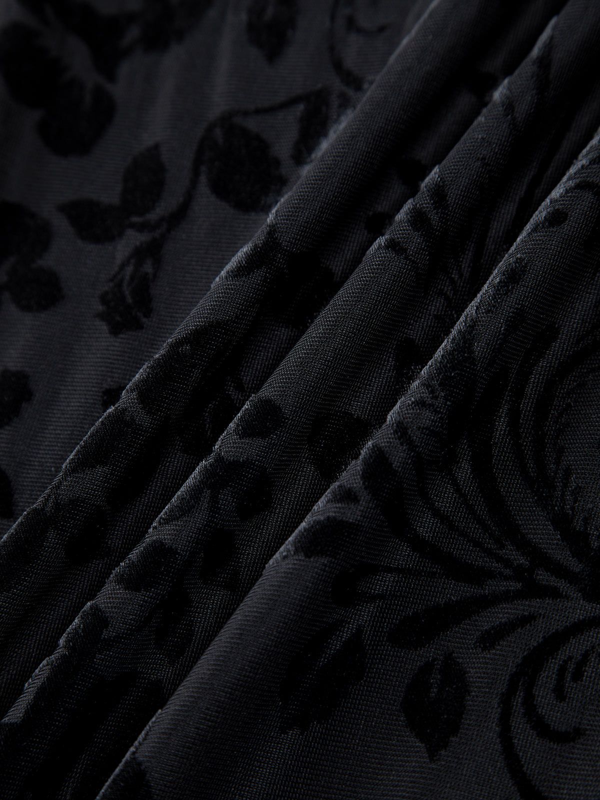 Dark Mesh Floral Halter Open Back Slit Long Dress sold by COMMENSE product image thumbnail 6