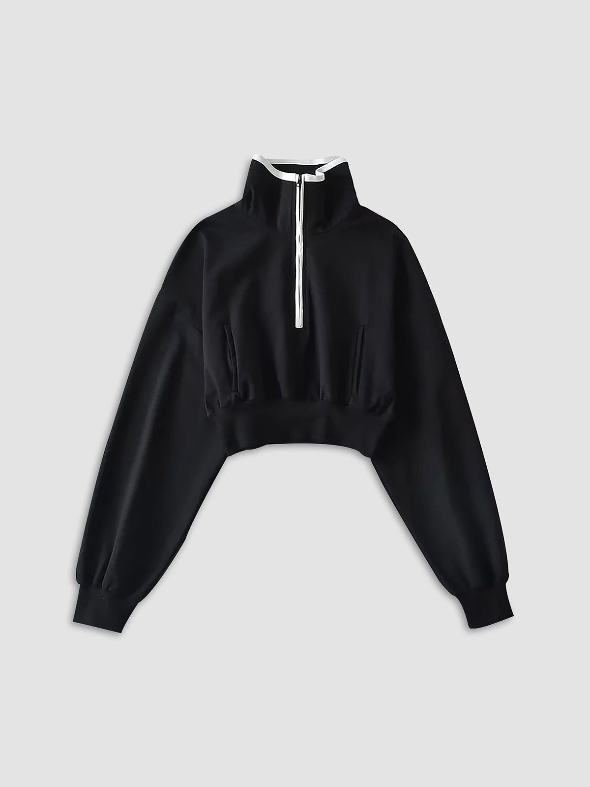 Zip Up Cropped Sweatshirt sold by COMMENSE