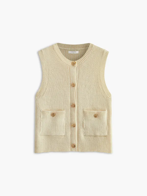 Button Pockets Sweater Vest sold by COMMENSE