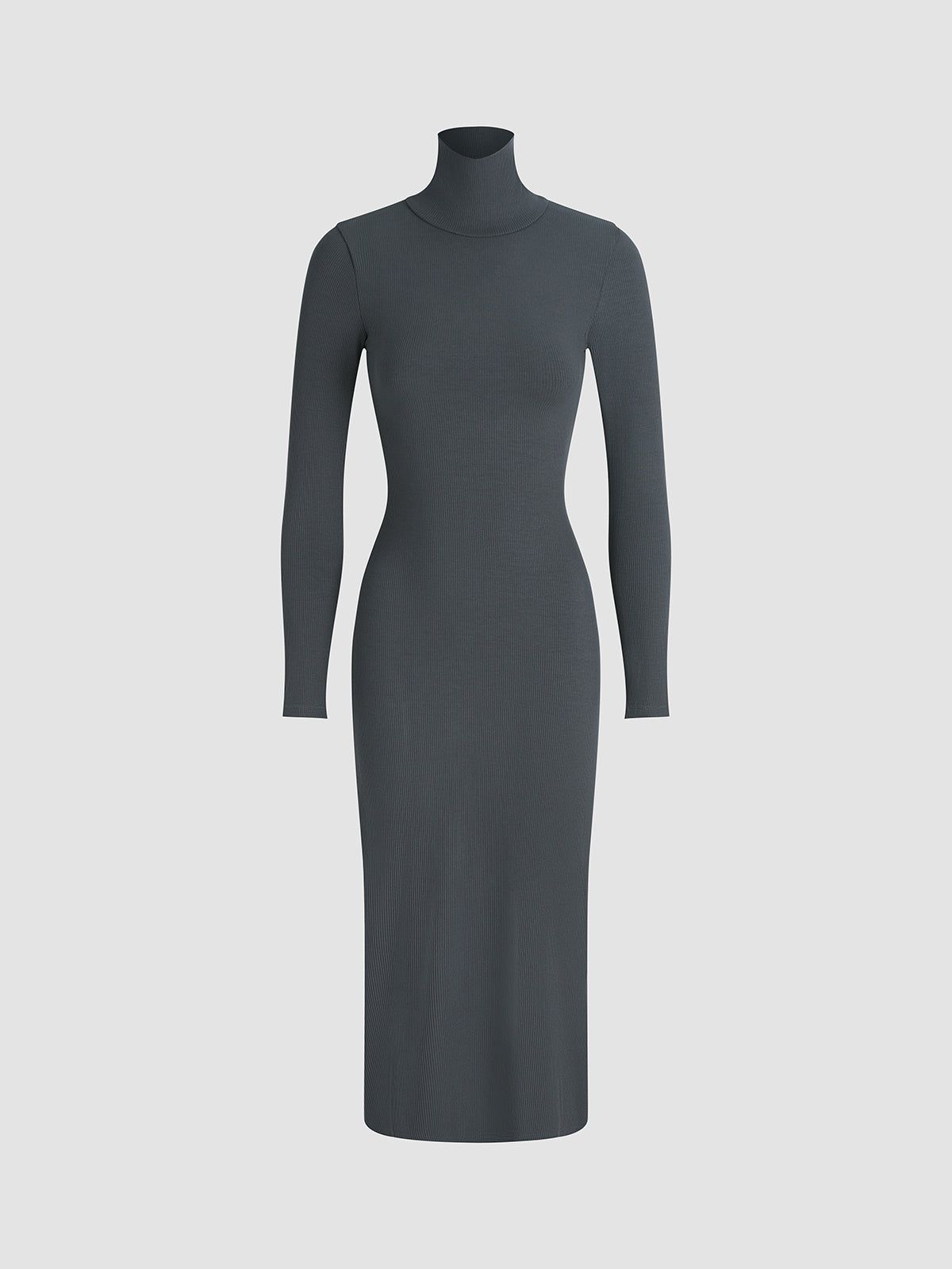 Mockneck Rib Long Sleeve Long Dress sold by COMMENSE product image thumbnail 2