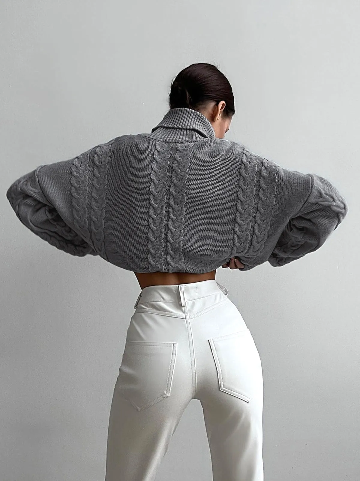 Cable Knit Turtleneck Oversized Sweater sold by COMMENSE product image thumbnail 2