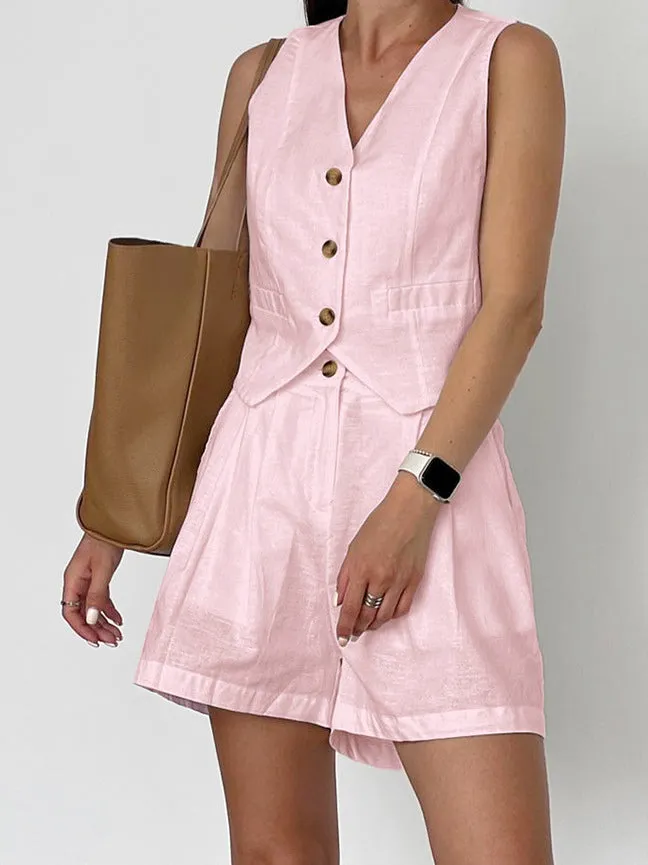 Cotton & Linen Casual Tailored Shorts Set sold by COMMENSE product image thumbnail 4