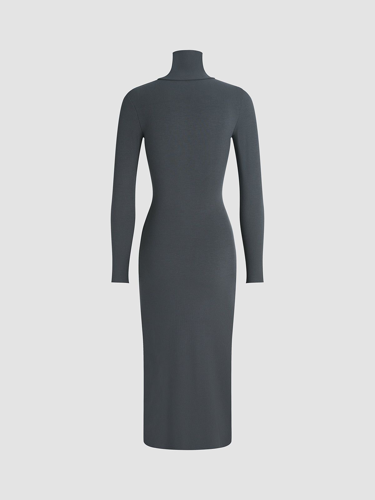 Mockneck Rib Long Sleeve Long Dress sold by COMMENSE product image thumbnail 4