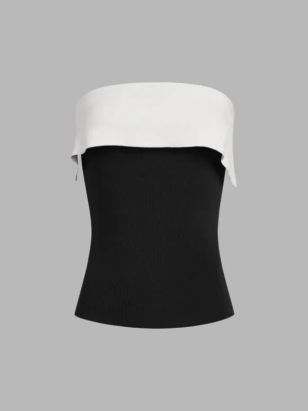 Two Tone Fold Over Tube Top sold by COMMENSE