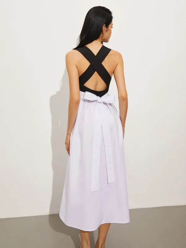 Square Neck Criss Cross Dress sold by COMMENSE