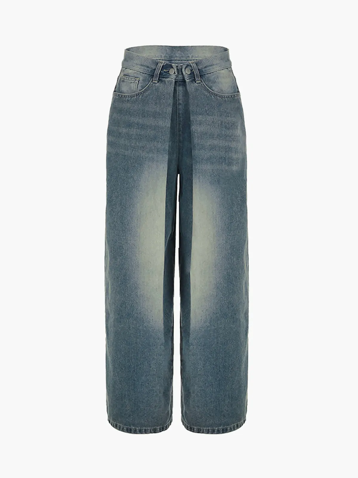 Washed Denim Wide Leg Jeans sold by COMMENSE product image thumbnail 5