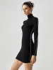 Contrast Trim Turtleneck Long Sleeve Mini Dress sold by COMMENSE