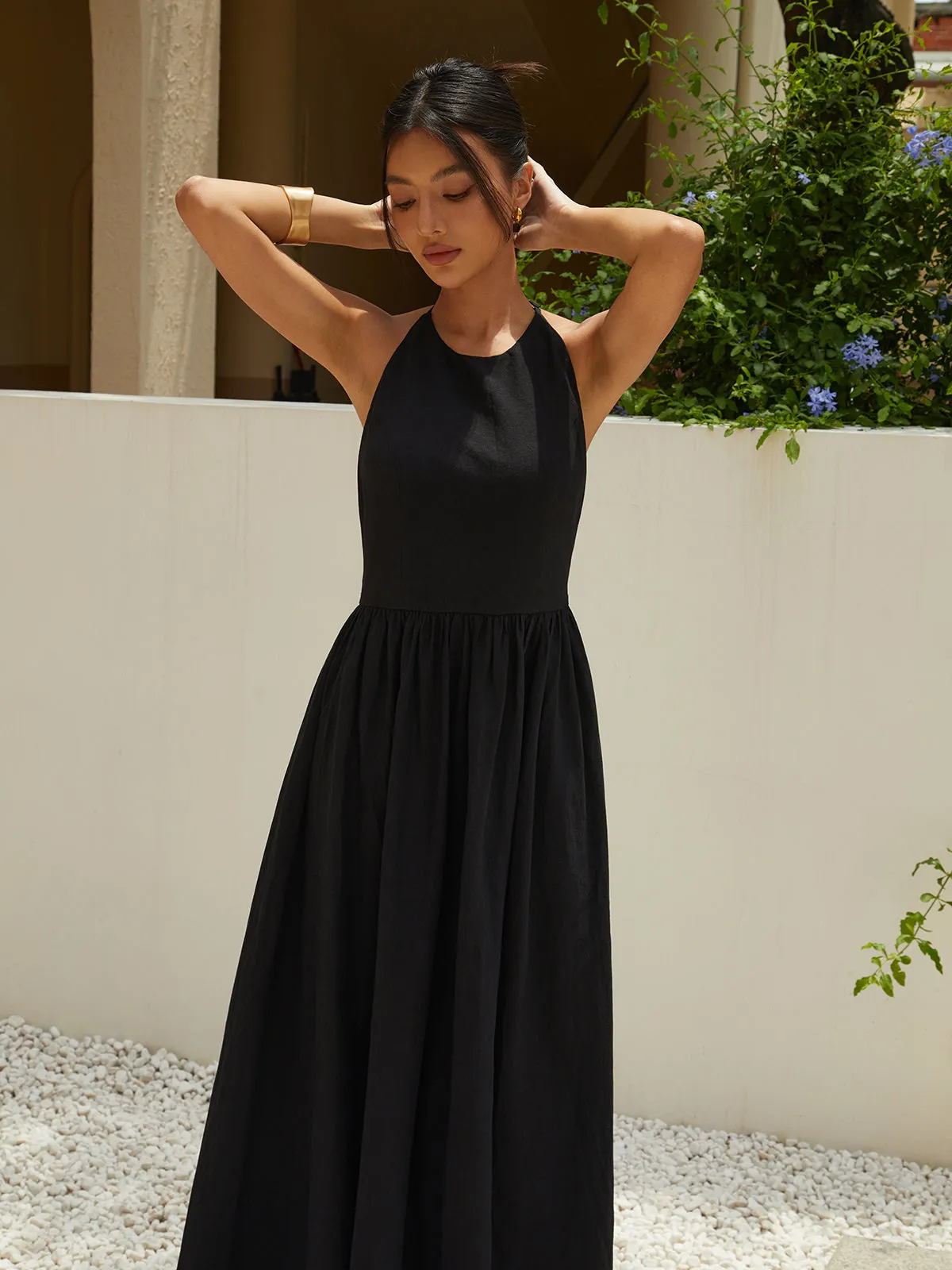 Solid Halter Long Dress sold by COMMENSE product image thumbnail 5
