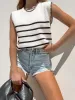 Contrast Striped Knitted Top sold by COMMENSE