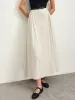 Cotton Blends Pleated Skirt Without Belt sold by COMMENSE