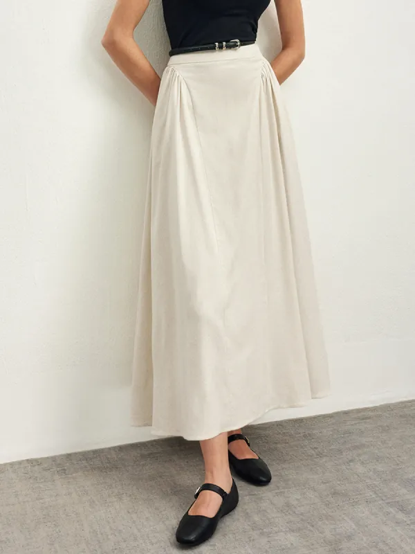 Cotton Blends Pleated Skirt Without Belt sold by COMMENSE