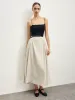 Cotton Blends Pleated Skirt Without Belt sold by COMMENSE