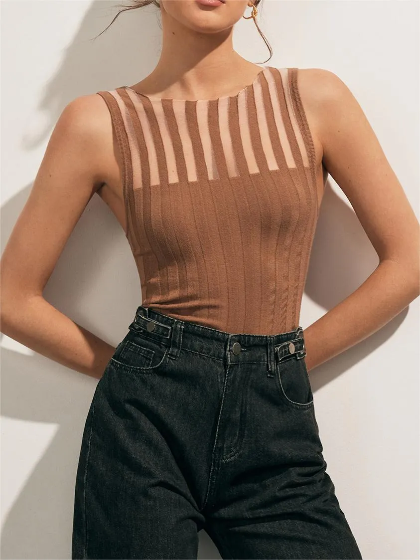 Sheer Ribbed Tank Top sold by COMMENSE product image thumbnail 2