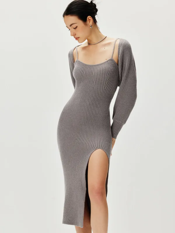 Shrug Ribbed Sweetheart Knit Dress sold by COMMENSE