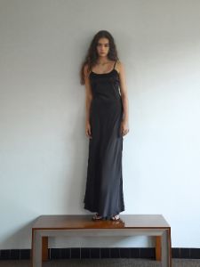 Tie Back Satin Slip Long Dress sold by COMMENSE