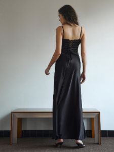 Tie Back Satin Slip Long Dress sold by COMMENSE