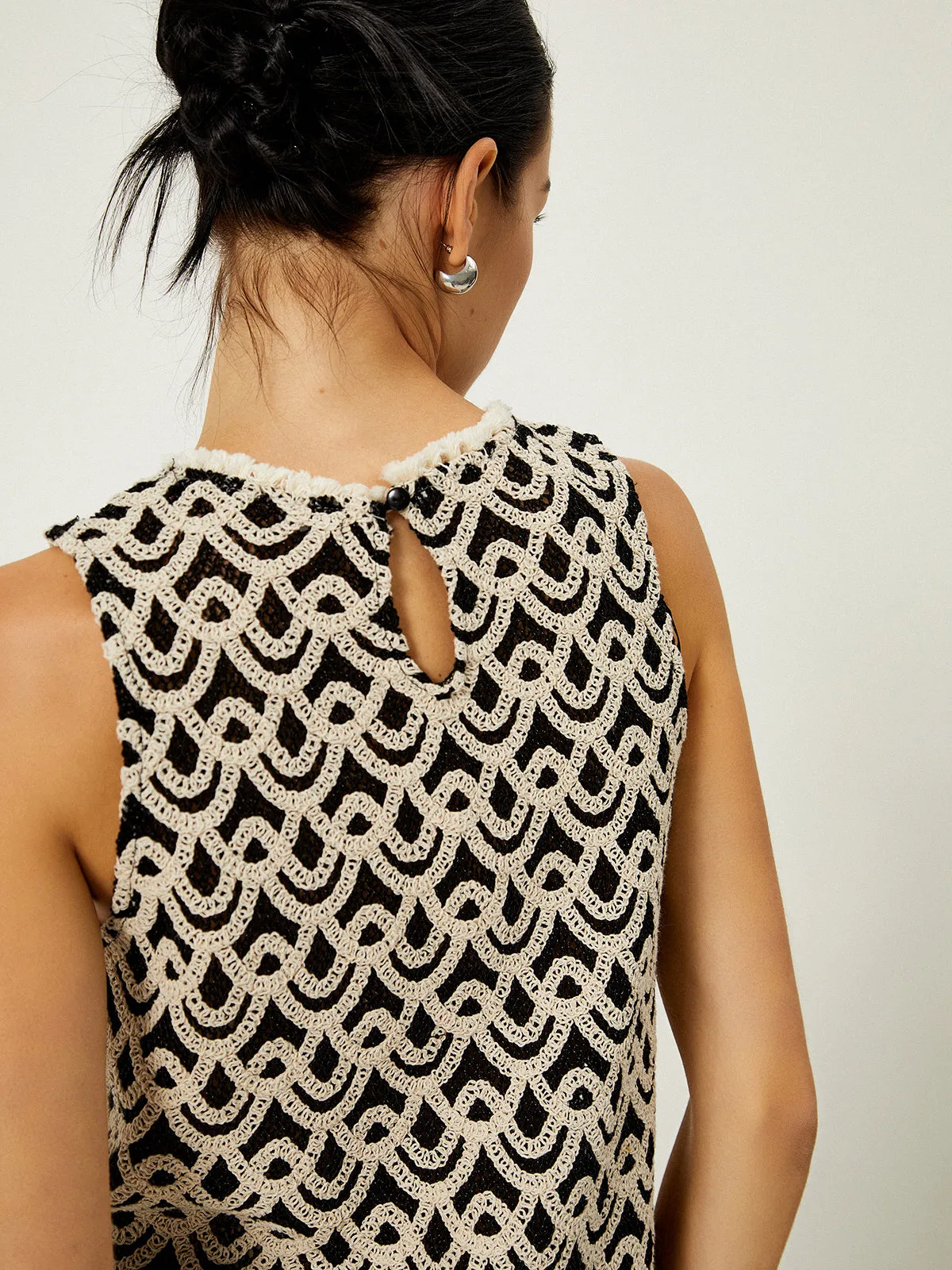 Crochet Wave Pattern Tassel Decor Tank Top sold by COMMENSE product image thumbnail 3