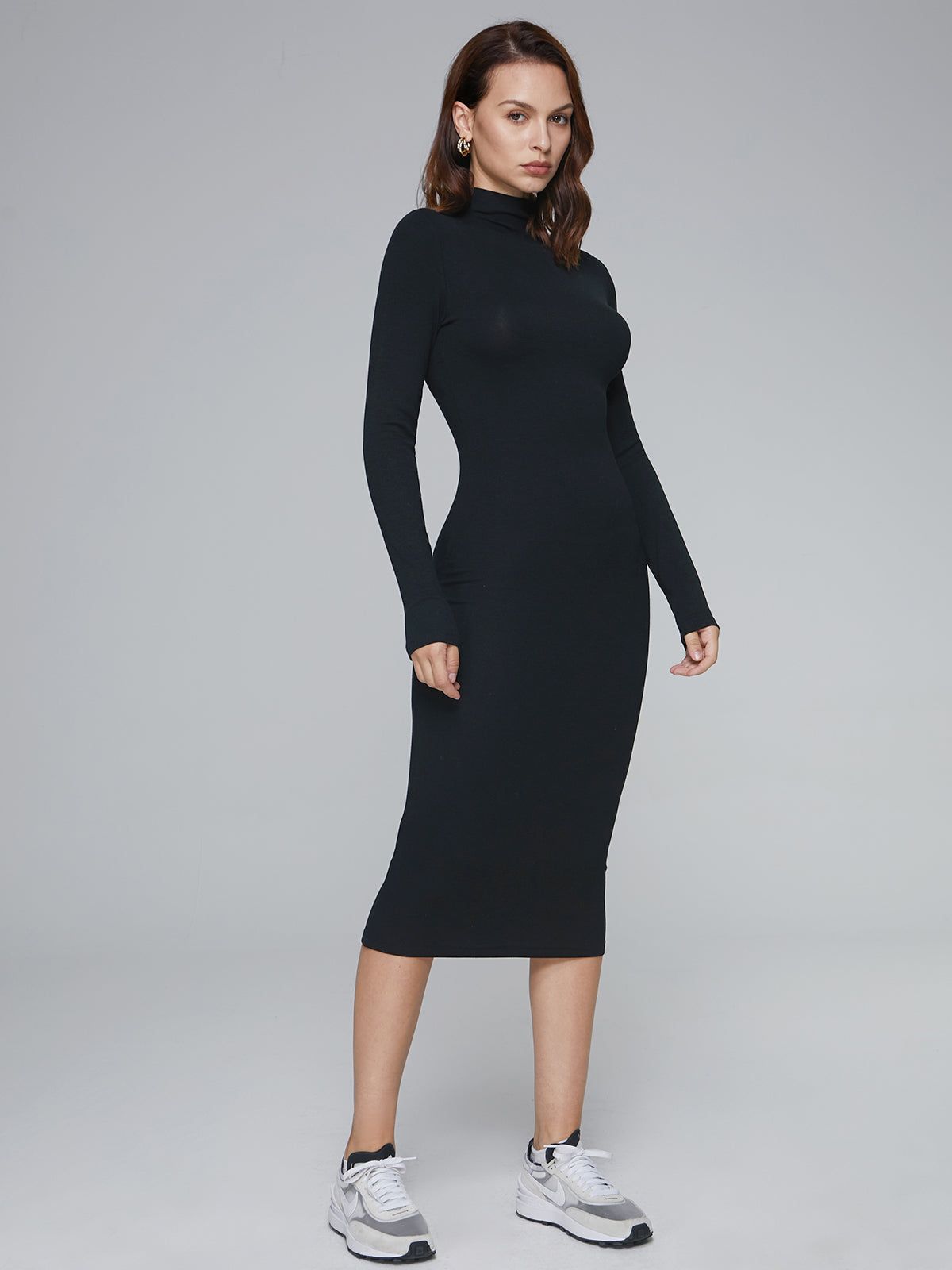 Long Sleeve Turtleneck Dress sold by COMMENSE product image thumbnail 3
