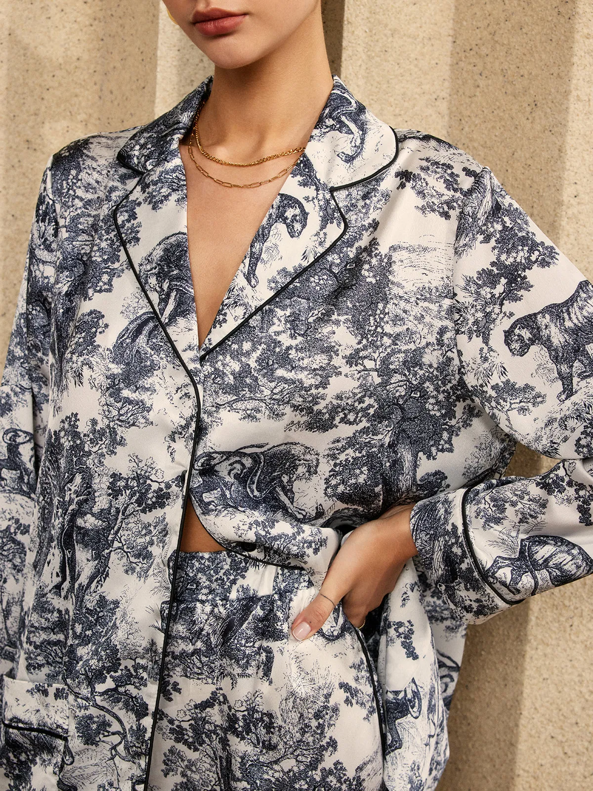 Vintage Printed Piping Pants Set sold by COMMENSE product image thumbnail 5