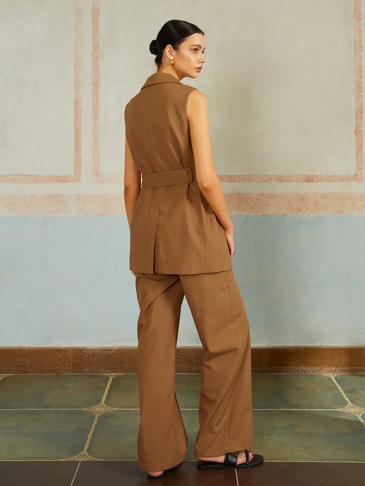 Deep V-Neck Sleeveless Pants Set sold by COMMENSE product image thumbnail 4