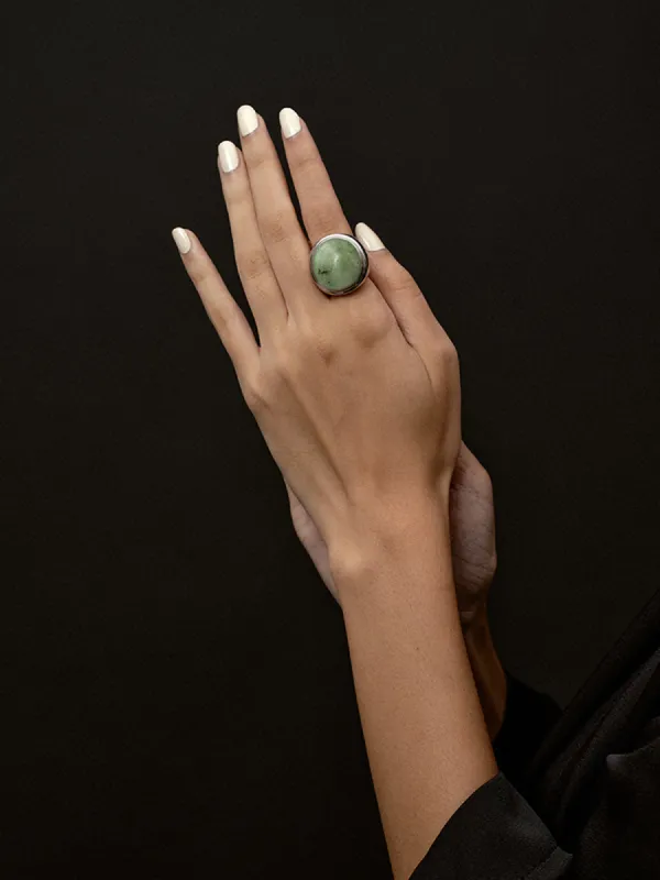 Moss Green Spectrolite Ring sold by COMMENSE