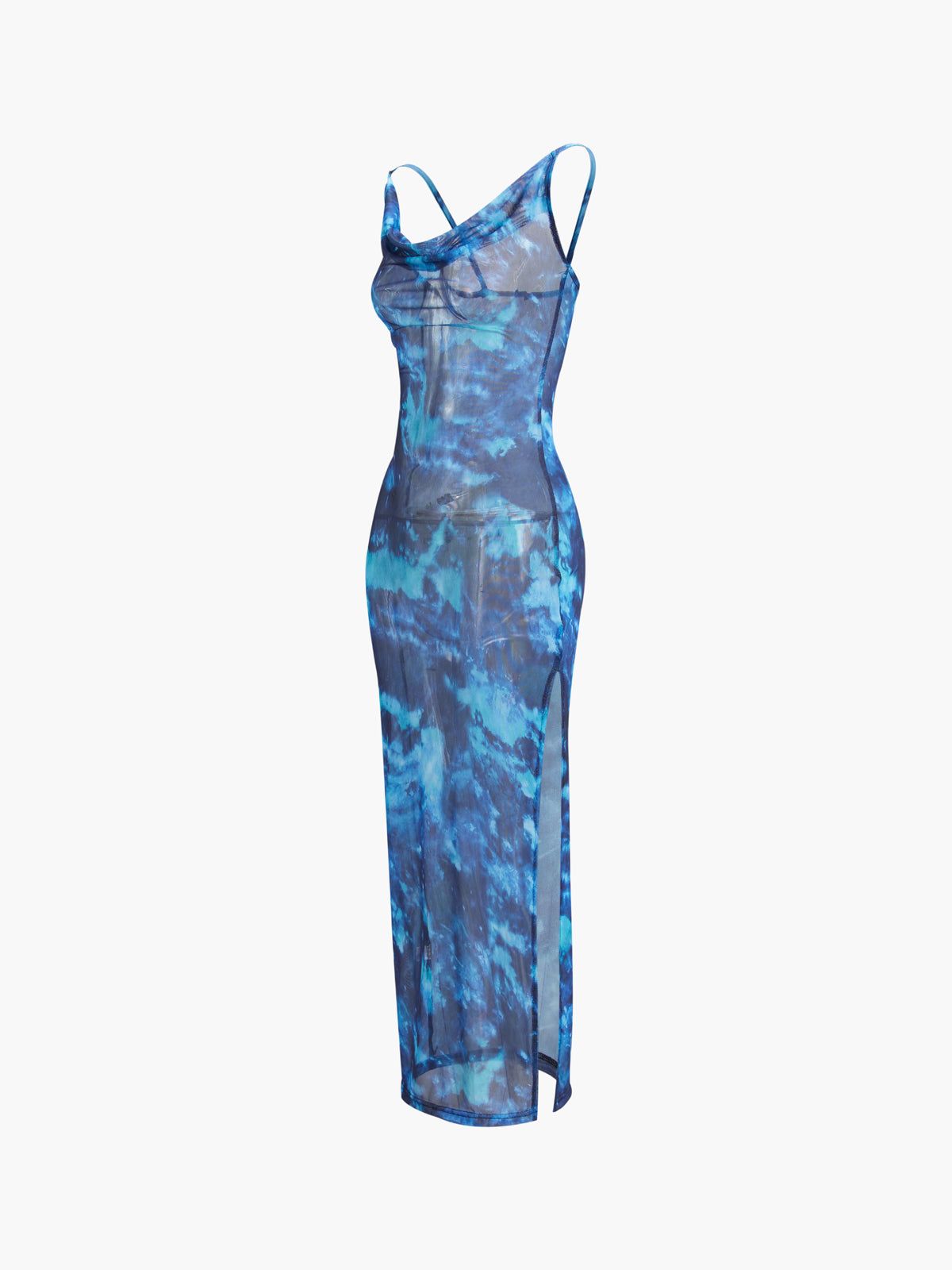 Deep Ocean Tie Dye Mesh Long Dress sold by COMMENSE product image thumbnail 2