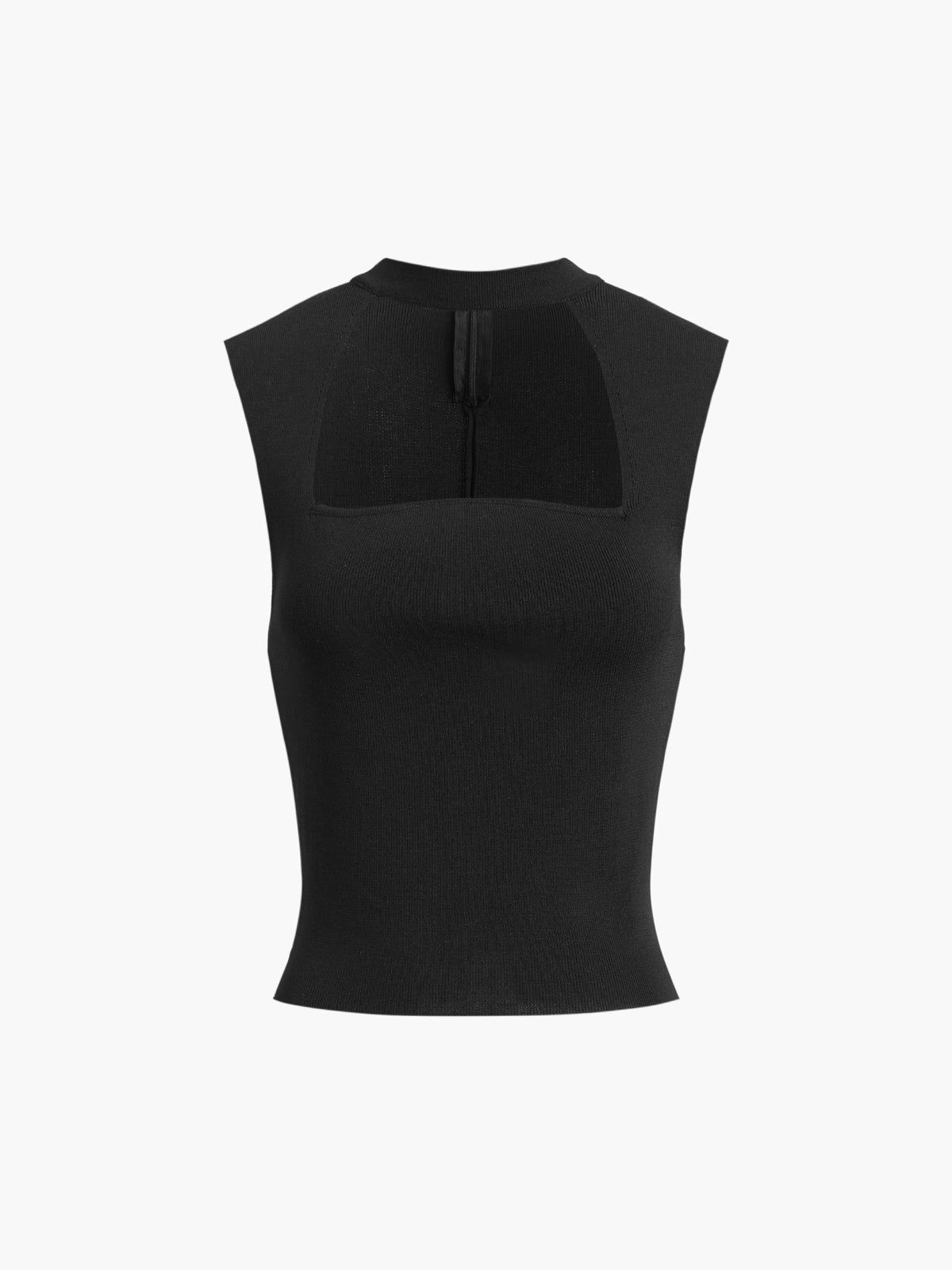 Zippered Cutout Knit Top sold by COMMENSE