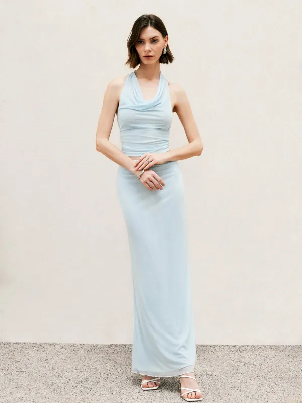 Halter Chiffon Maxi Skirt Set sold by COMMENSE