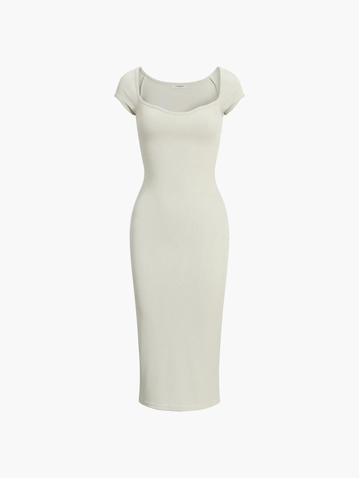 Cold Shoulder Ribbed Midi Knit Dress sold by COMMENSE