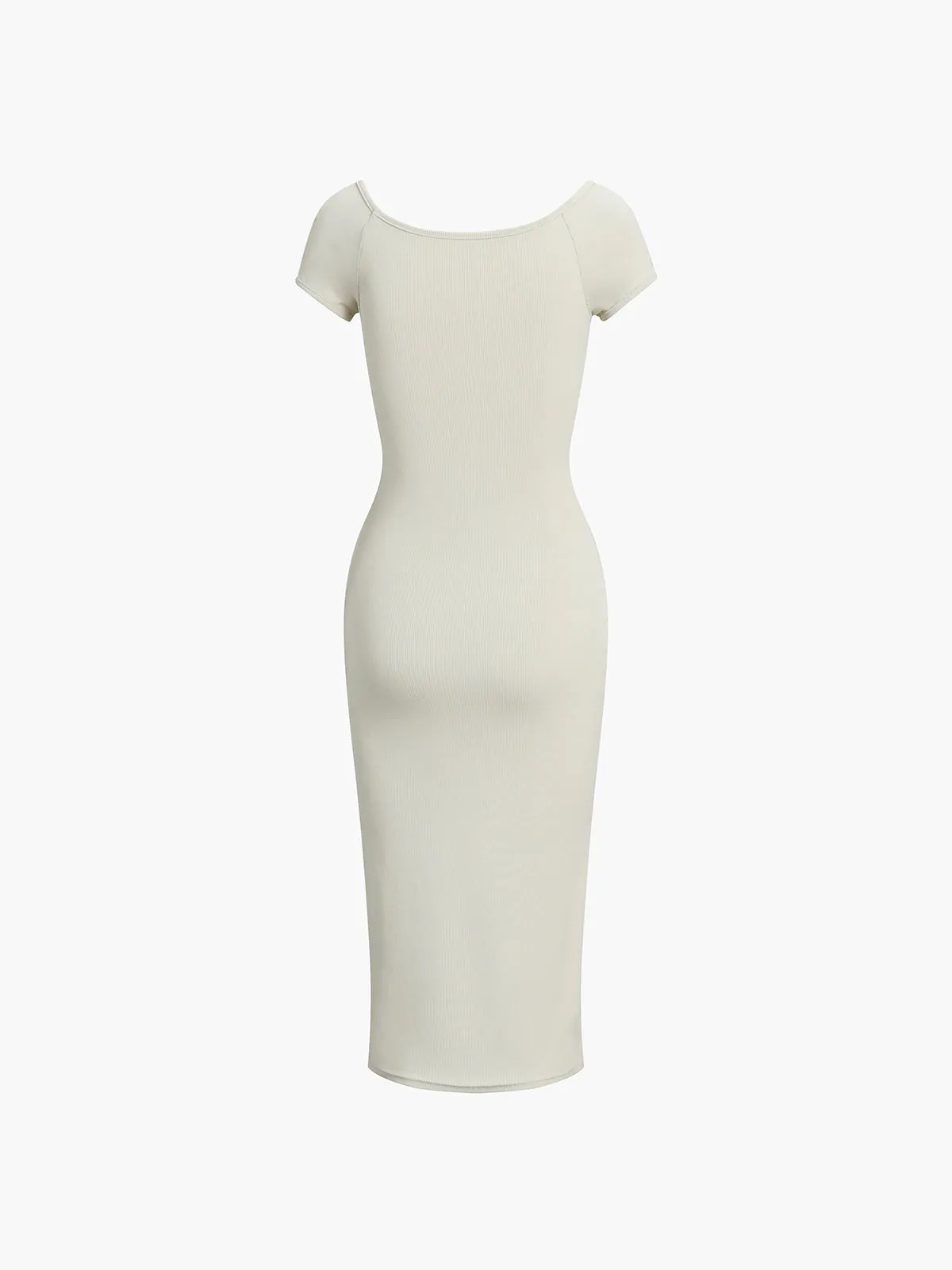Cold Shoulder Ribbed Midi Knit Dress sold by COMMENSE product image thumbnail 2