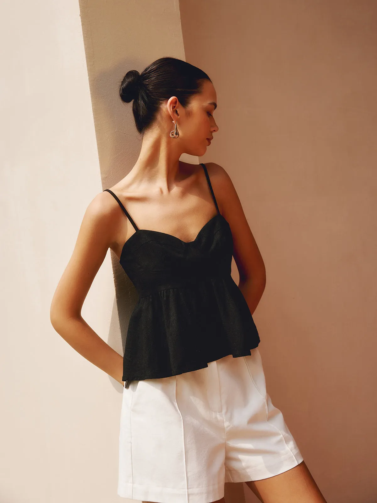 Peplum Cropped Cami Top sold by COMMENSE
