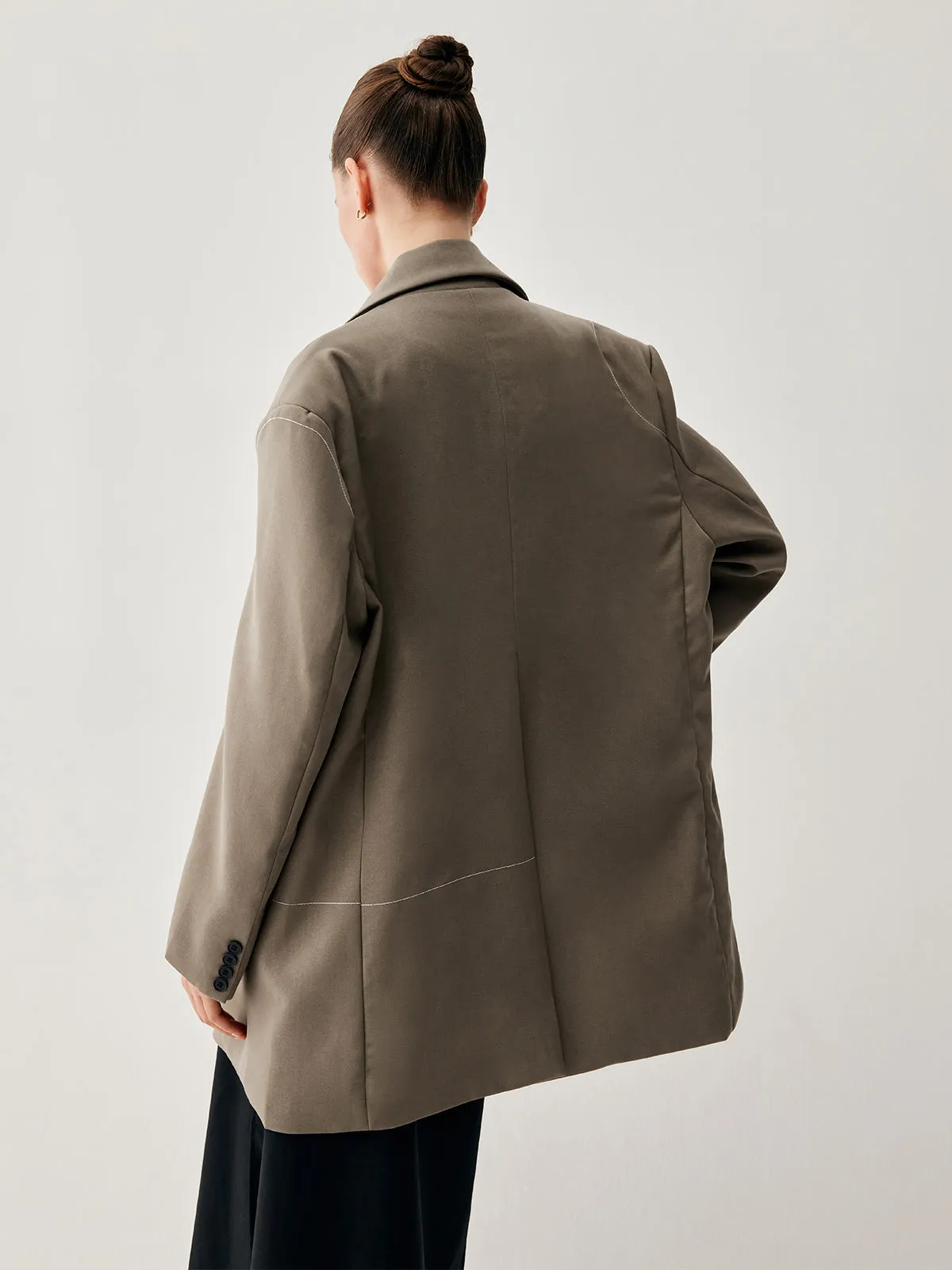 Oversized Asymmetric Checkered Button Detail Blazer sold by COMMENSE product image thumbnail 4