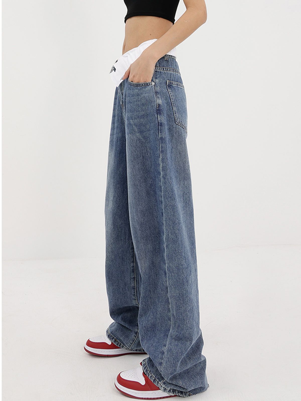 Reverse Waistband Denim Boyfriend Jeans sold by COMMENSE product image thumbnail 4