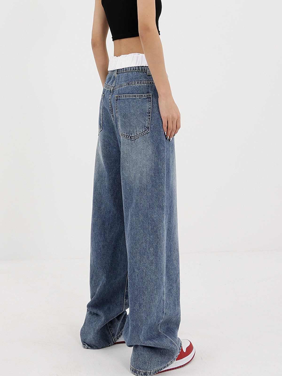 Reverse Waistband Denim Boyfriend Jeans sold by COMMENSE product image thumbnail 3