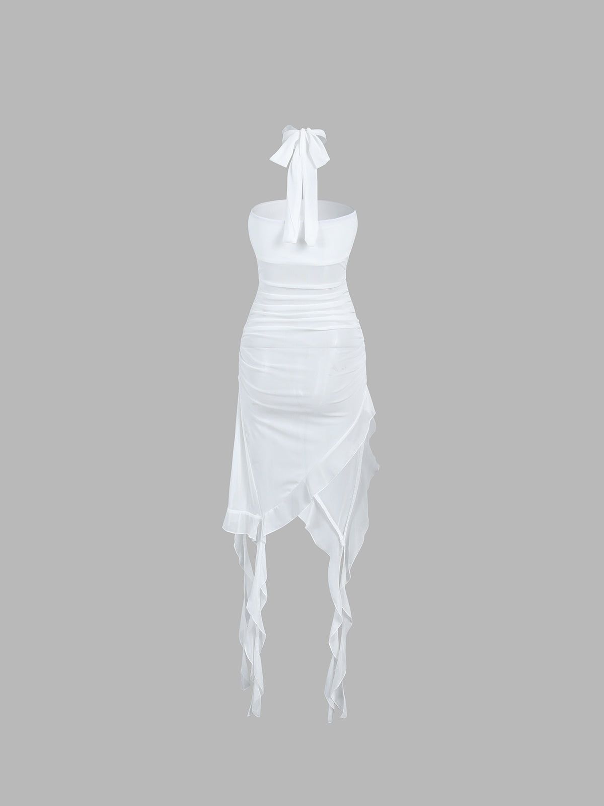 Rosette Mesh Ruffle Tube Midi Dress sold by COMMENSE product image thumbnail 6