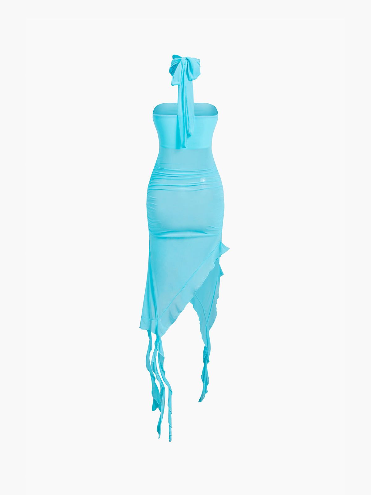 Rosette Mesh Ruffle Tube Midi Dress sold by COMMENSE product image thumbnail 3