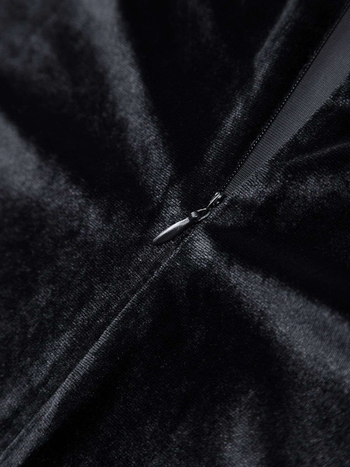 One Shoulder Mesh Velvet Zip Slit Midi Dress sold by COMMENSE product image thumbnail 3