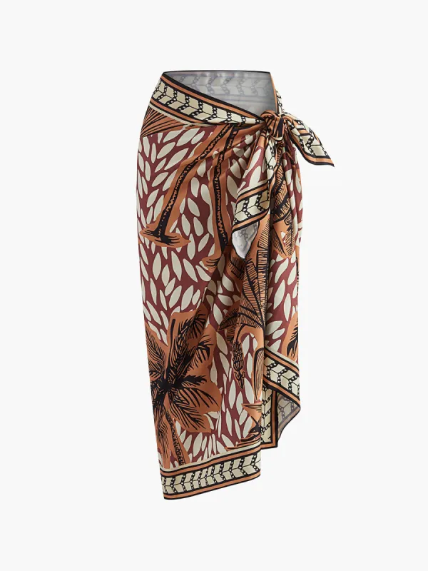 Floral Print Knotted Cover Up sold by COMMENSE