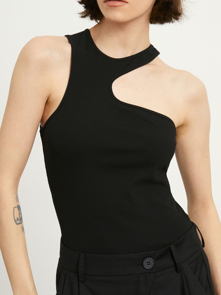 Basic Asymmetrical Bodysuit sold by COMMENSE