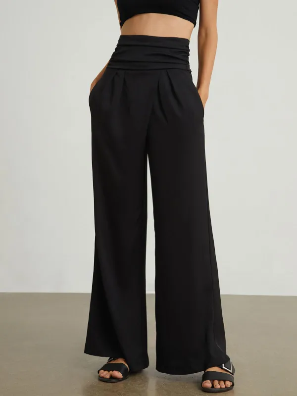 Ruched Waistband Wide Leg Pants sold by COMMENSE